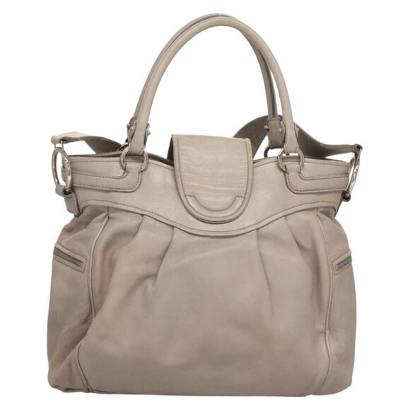 Salvatore Ferragamo Gancini Hand Bag Leather 2way Purple Silver Auth - Picture 3 of 16